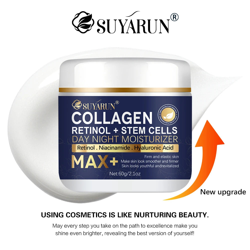 SUYARUN Anti-Aging Retinol Collagen Stem Cell Face Cream - Firming Hydrating Moisturizer Reduces Wrinkles & Fine Lines, All Skin