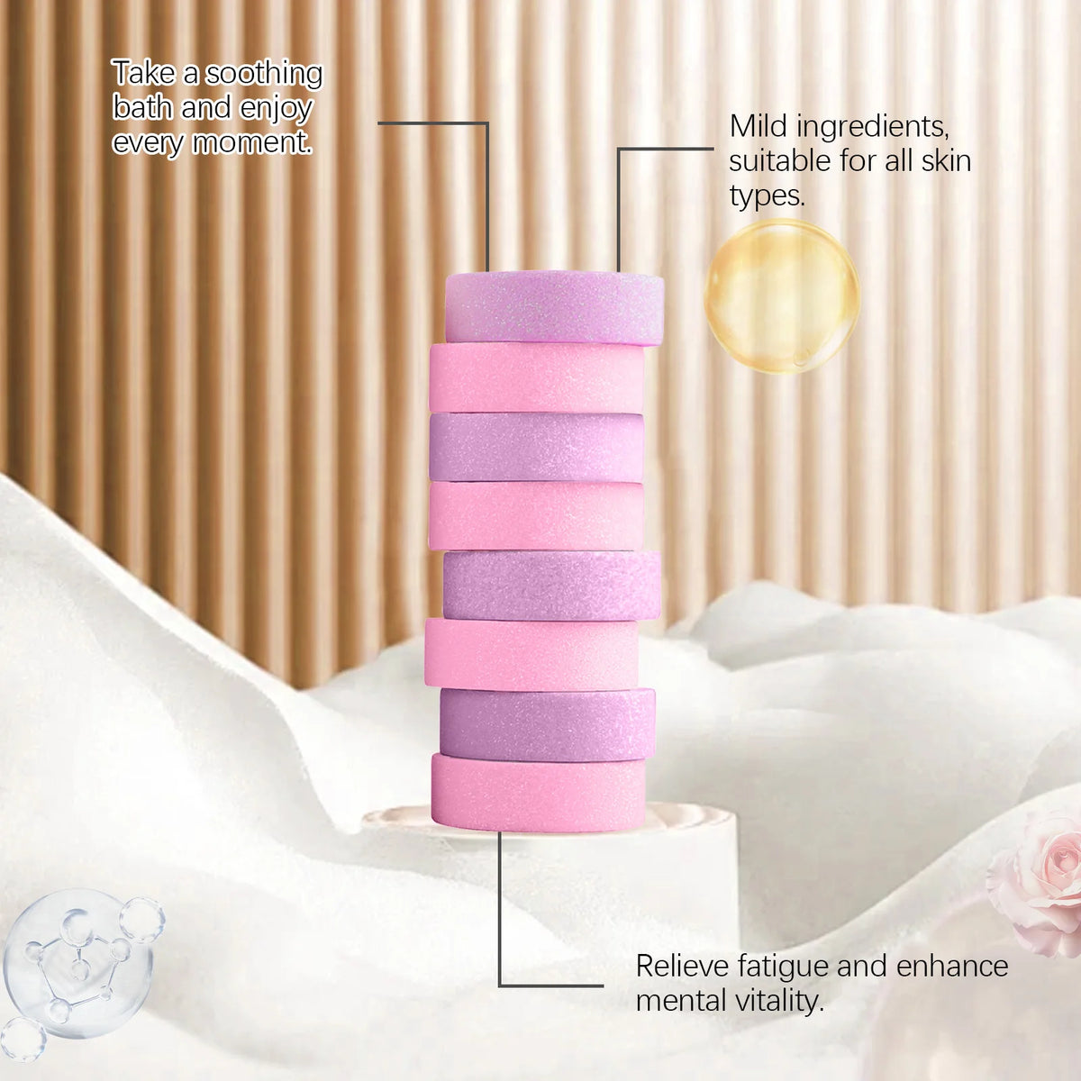 OceAura Shower Steamers Aromatherapy Home Spa Lavender Rose Relax Body Mental Relaxation Bath Products Shower Steamers Tablets