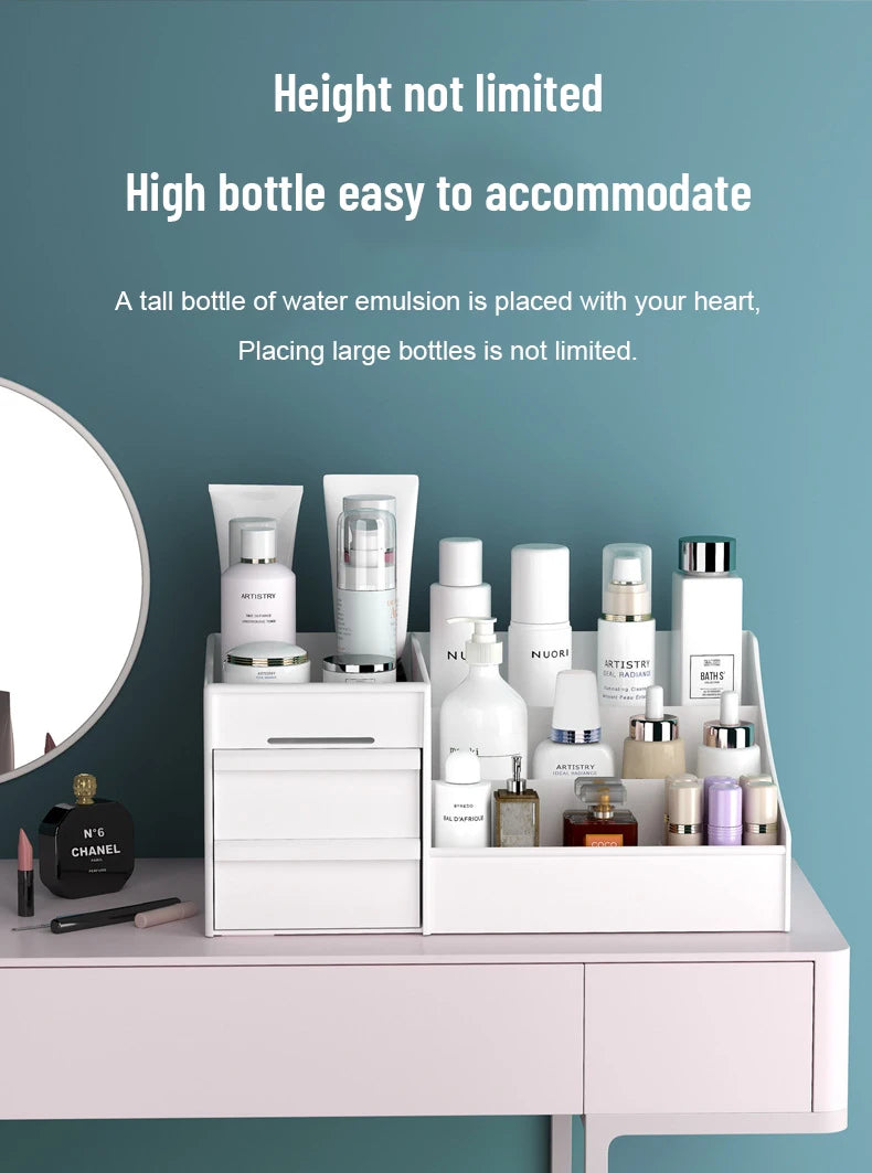 White New Drawer Makeup Storage Box Dormitory Finishing Plastic Shelf Cosmetics Skin Care Dressing Table Desktop