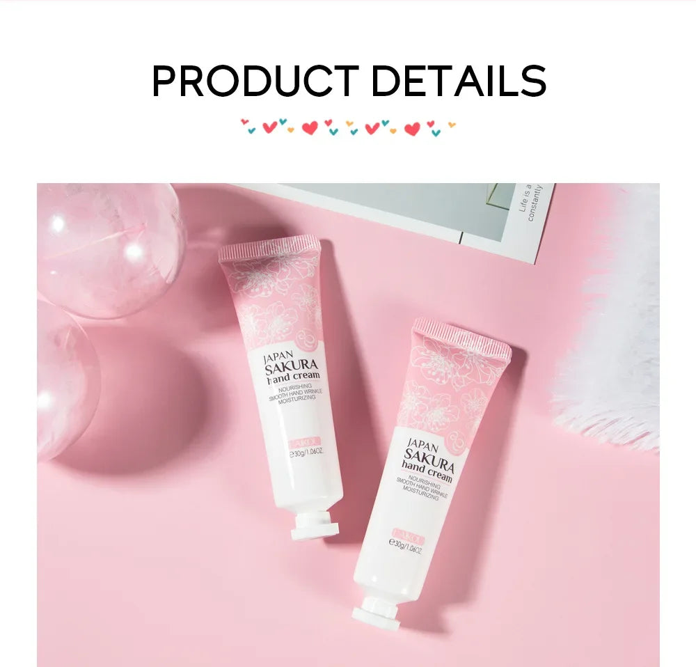 LAIKOU Sakura Hand Cream Whitening Wrinkle Removal Anti-crack Moisturizing Nourishing  Lotion Intensive Repair Hand Gream 30g
