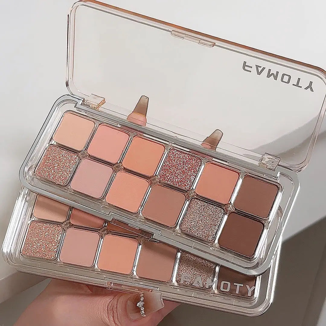 12-Color Low Saturation Matte Eyeshadow Palette Tea Apricot Earth Tones Long Lasting All-Matte Eye Makeup for Daily Use