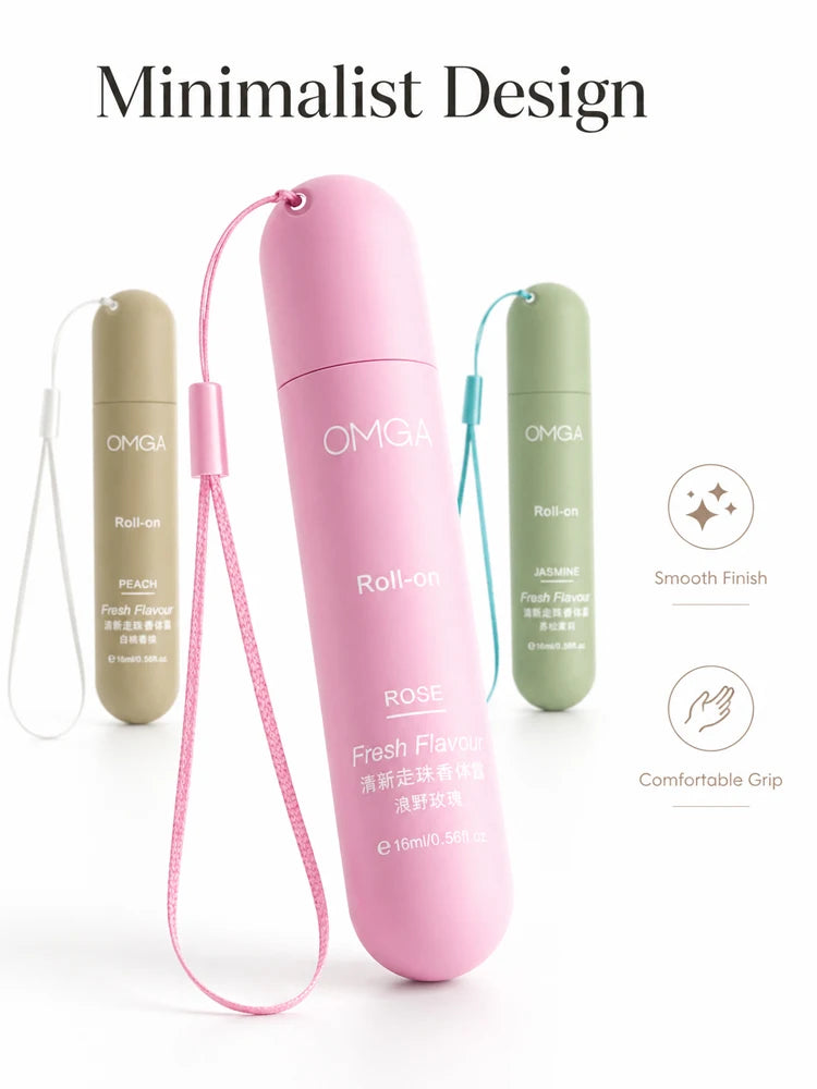 3pcs Portable Roll On Perfume Set 16ml Fresh Body Fragrance for Women Travel Size Long Lasting Scent Rose Peach Jasmine