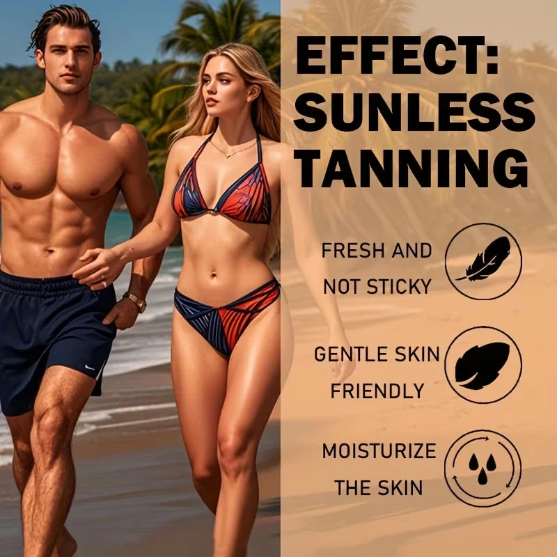 ROZINO Moisturizing Quick-Tanning Self-Tanning Lotion has a moist texture that is easy to apply, providing an even and natural finish. It can soften and protect the skin, improve dryness, and provide a harmonious and natural