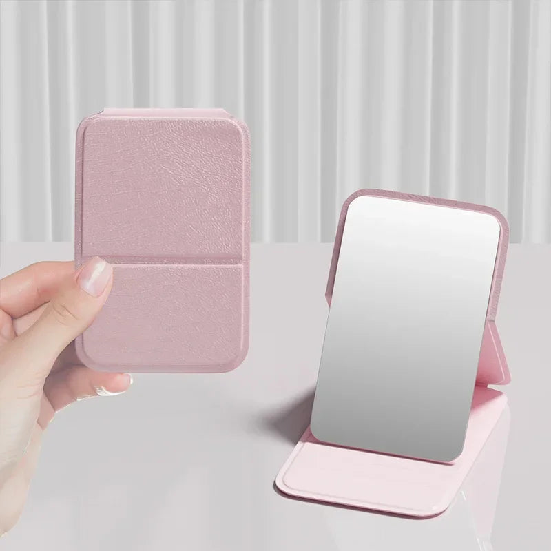 Portable Handheld Mini Makeup Mirror, Dormitory Tabletop And Office Use, Adjustable And Portable Folding Mirror