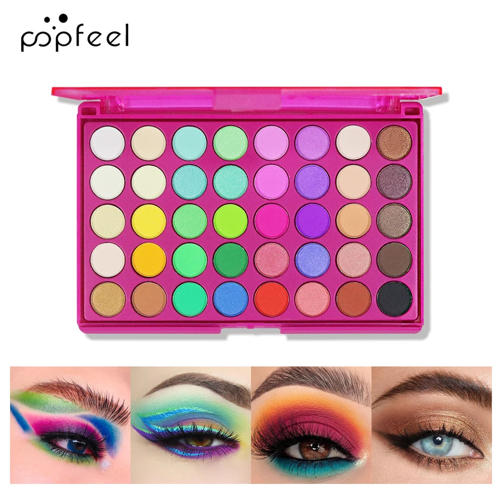 POPFEEL 40 Color Earth Tones &Rainbow Shades Eyeshadow Palette -Long-Lasting, Highly Pigmented, Smooth Matte and Shimmer Finish