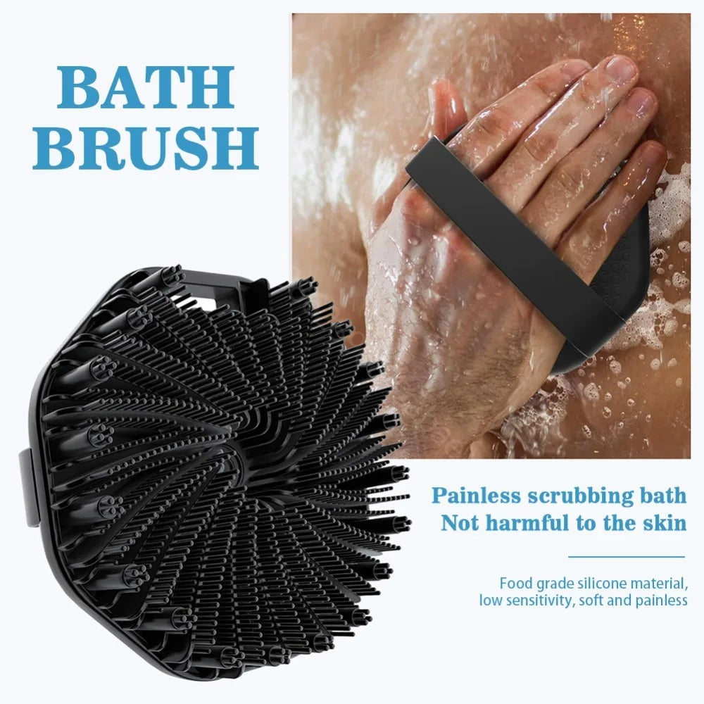 Bath Soft Silicone Back Brush Bath Shower Sponge Scrubbing Brush with Handle Exfoliating Scrub Skin Massager Exfoliating Brushes