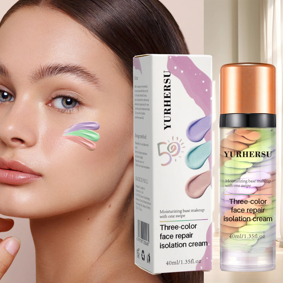 Three color press release cream concealer isolate makeup facial base brightening cream