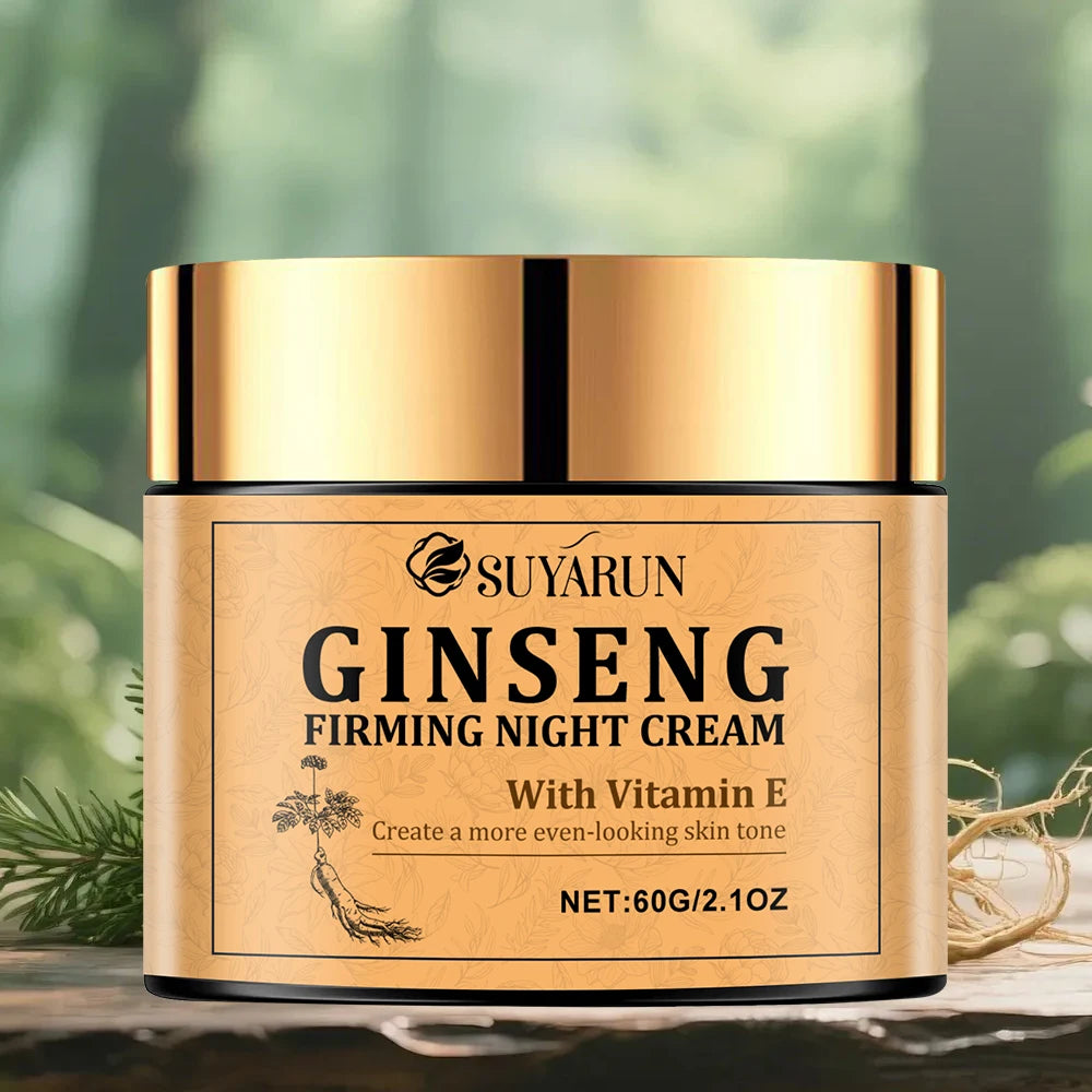 Ginseng Firming Night Cream Moisturizing Nutritious Anti-Aging Skin Care Product for Evening Use.