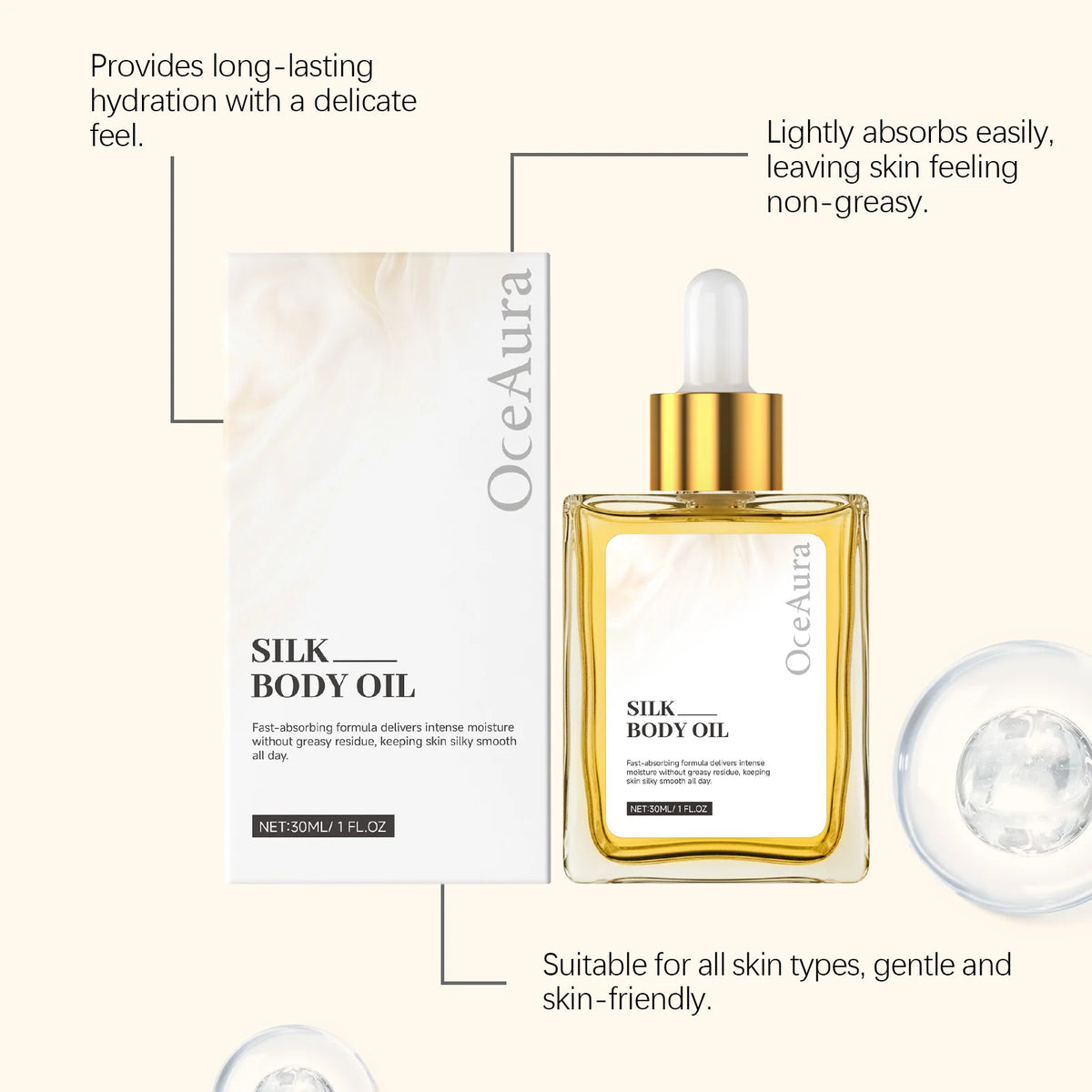 Improved Dry Silk Softening Body Oil Exfoliating Refreshing Moisturizing Non-Greasy Skin-Friendly Soft Easily Absorbed Body Oil