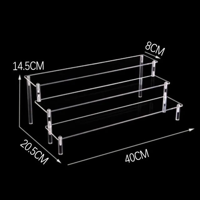 Acrylic Riser Display Shelf,3 Tier Display Stand for Amiibo Funko POP Figures,Cupcake Perfume Organizer Makeup Collection Doll