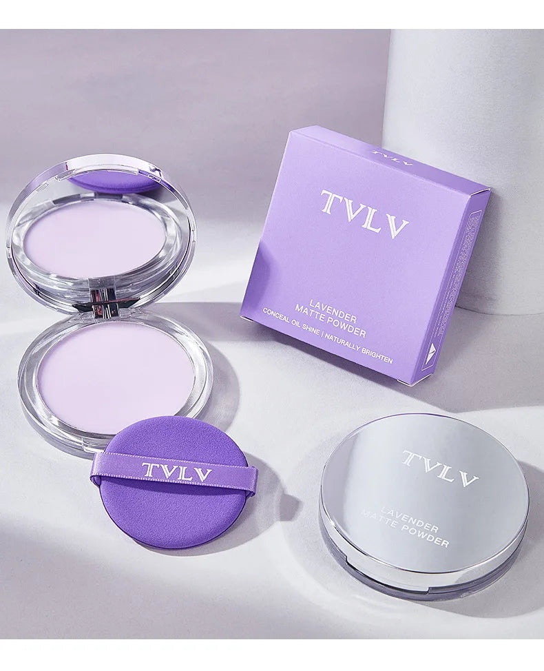 Lavender Pressed Powder Matte Powder Lasting Oil Control Full Coverage Face Compact Setting Powder Makeup Foundation Cosmetics