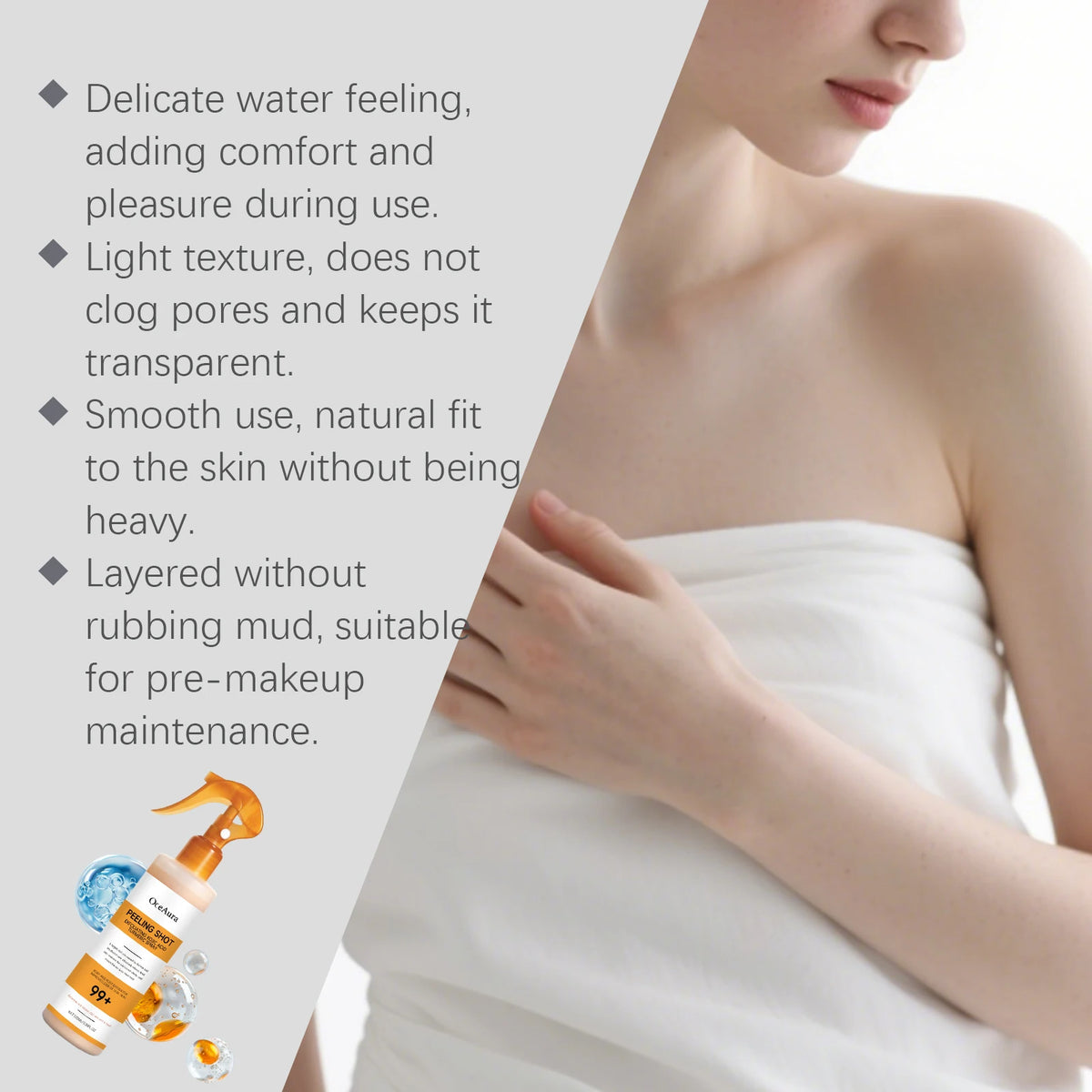 OceAura Peel Shot Kojic Acid Turmeric Spray Exfoliate Skin Care Dead Skin Remover Improve Uneven Looking Exfoliating Spray 100ml