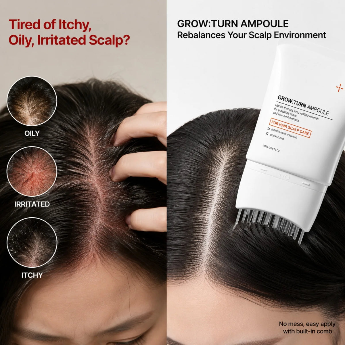 GROW:TURN Ampoule Scalp Serum Strengthen Hair Root Anti Hair Tired Scalp Nourishing Treatment for Scalp Massage Care Serum