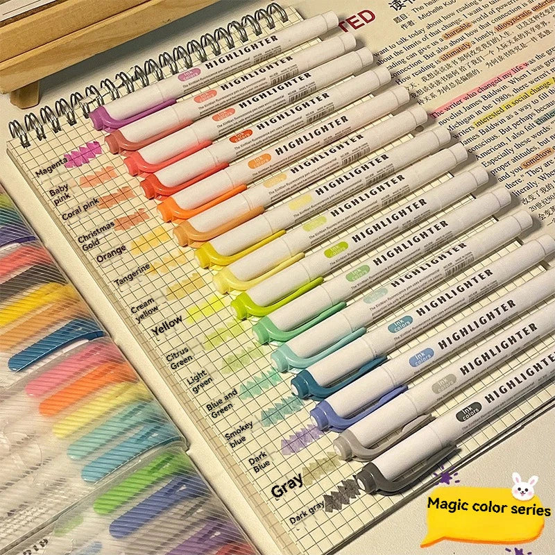 5/15PC Fluorescent Pen Set Student Marking Stroke Key Marking Pen High Beauty Color Handbook Pen Batch