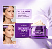 Viareline 3D Lifting Cream, Face & Neck Firming Moisturizer, Improve Skin Elasticity Anti-Aging Daily Facial Cream 50g