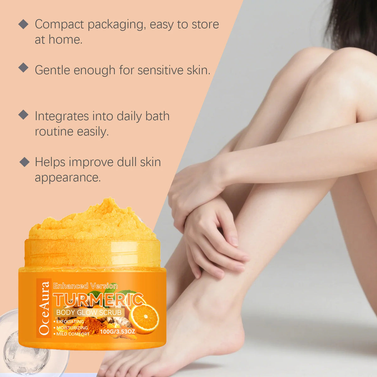 Enhanced Brightening Turmeric Body Scrub Moisturizing Smooth Boost Glow Shower Exfoliating Cream Hydrating Anti-Dull Body Scrub