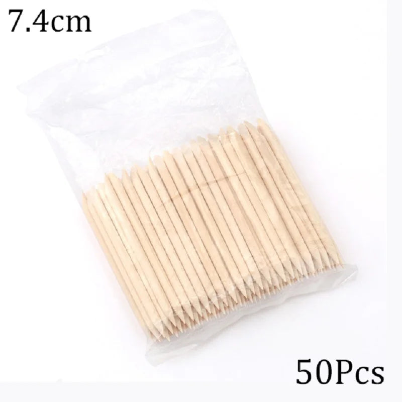 100/50pcs Nail Art Pusher Orange Wood Sticks Cuticle Pusher Remover Rhinestones Dotting Removal Manicure Pedicure Care Tools