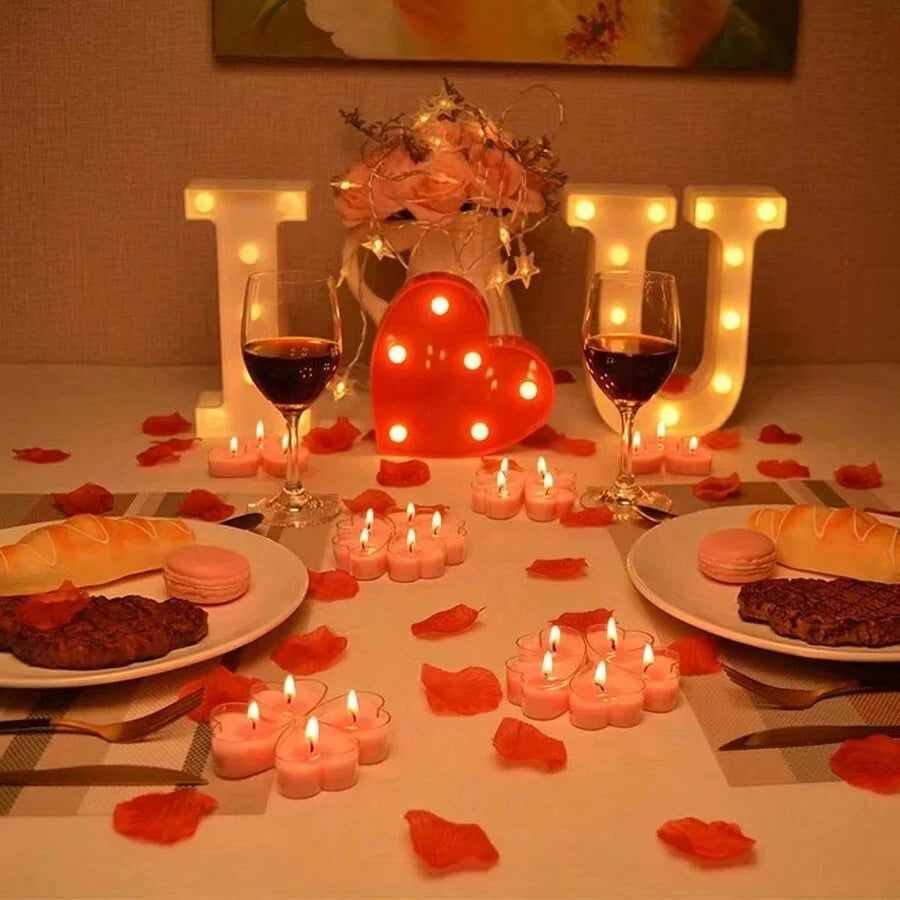 9pcs Heart-shaped Scented Tea Candles Valentine's Day Romantic Love Candle Proposals Wedding Anniversary Decorative Candle