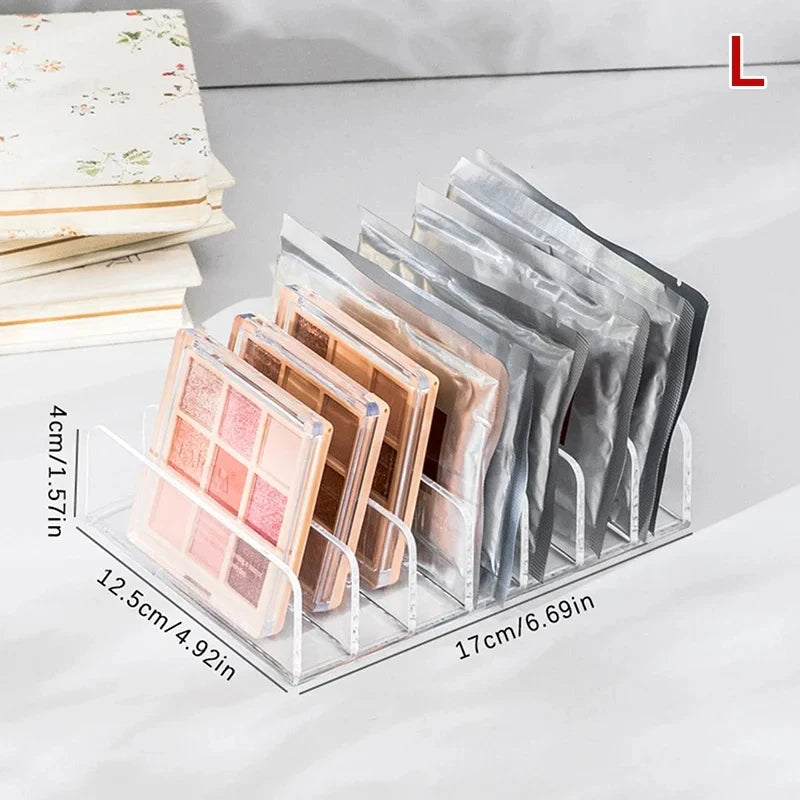 7-Compartment Desktop Makeup Organizer Plastic Storage Box for Cosmetics Blush Eyeshadow Display Tray - Clear Plastic