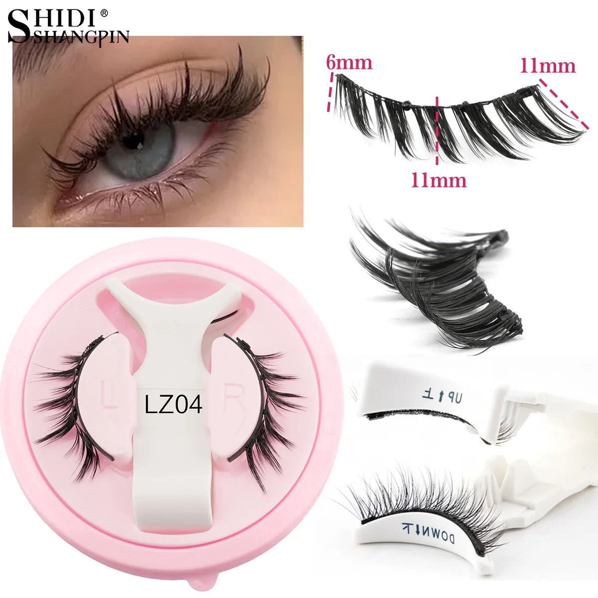 Reusable Magnetic Eyelashes 1 Pair Natural Curly Fluffy Magnetic False Eyelashes No Glue Needed Lashes Makeup with Tweezer Set