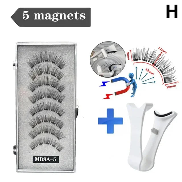 3D Natural ,With 5 Lashes Shipping Handmade Drop False Support Eyelashes Magnetic Reusable H8Y7