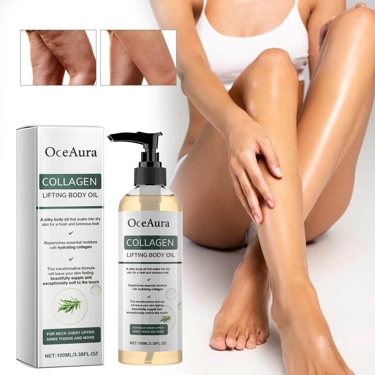 Collagen Lifting Body Oil Tighten Skin Elasticity Moisturizing Firm Sagging Skin Non-greasy Rosemary After Shower Body Oil