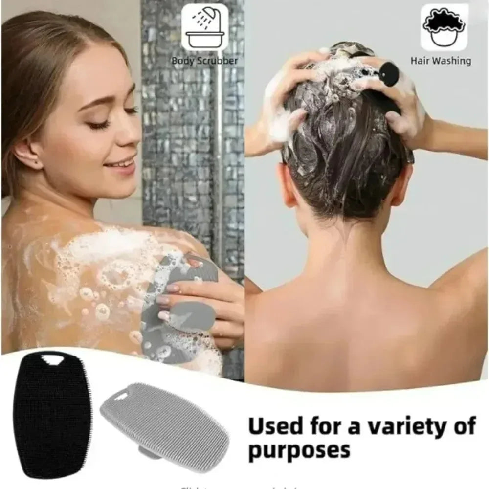 Exfoliating Silicone Brush Cleanser No Slip Handle Body Scrubber Cleans and Massages Skin Bathroom Accessories Bath Brush