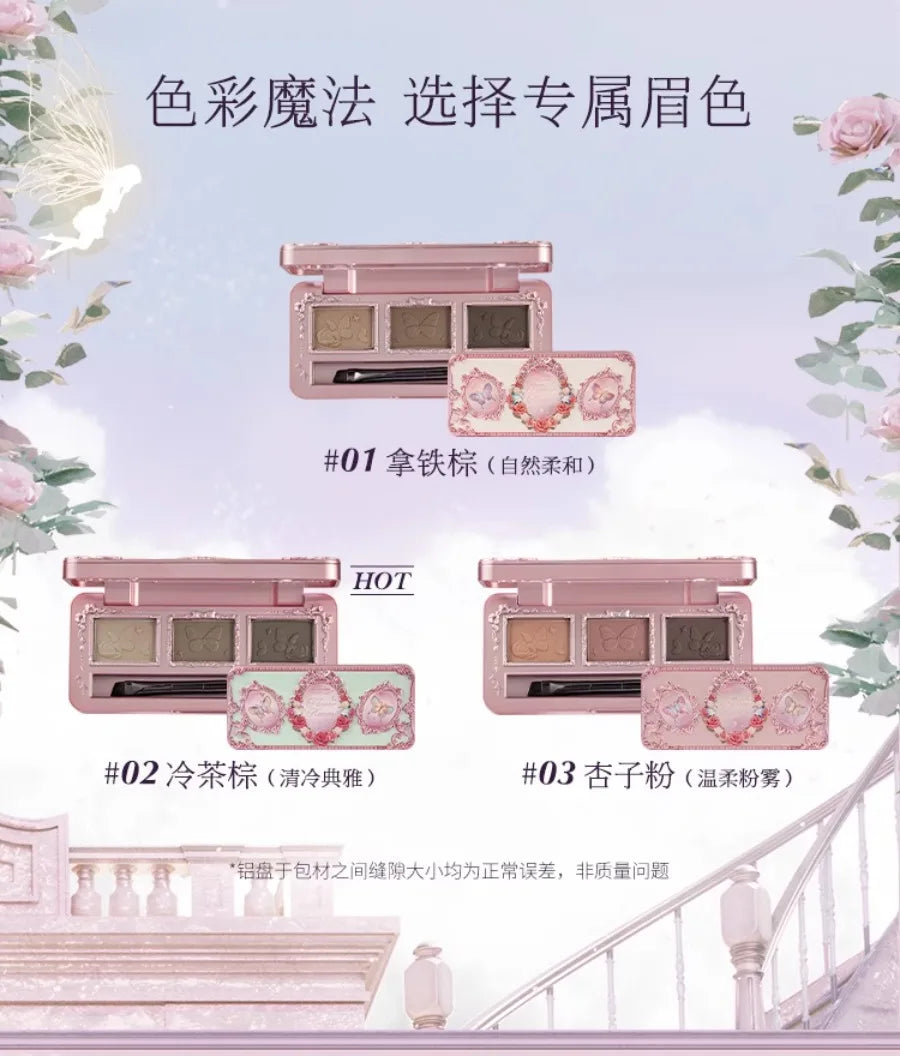 Flower Knows Midsummer Fairytales Eyebrow Powder 3 Color Eyebrow Palette Beauty Contour Eyebrow Pencil Professional Eye Makeup