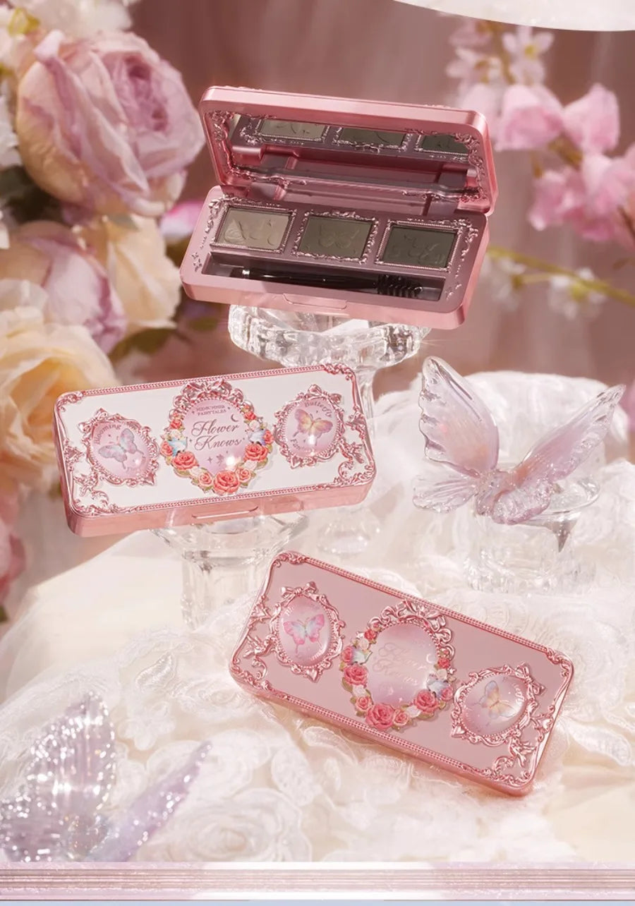 Flower Knows Midsummer Fairytales Eyebrow Powder 3 Color Eyebrow Palette Beauty Contour Eyebrow Pencil Professional Eye Makeup