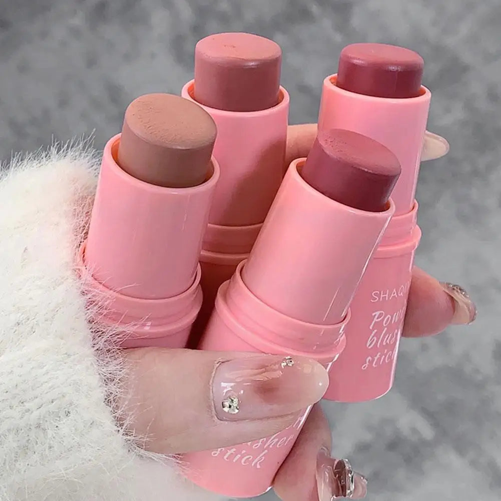 3in1 Monochrome Blusher Cheek Lip Tinted Durable Matte Natural Rouge Powder Blusher Stick Cream Matte Contour Makeup Cosmetices