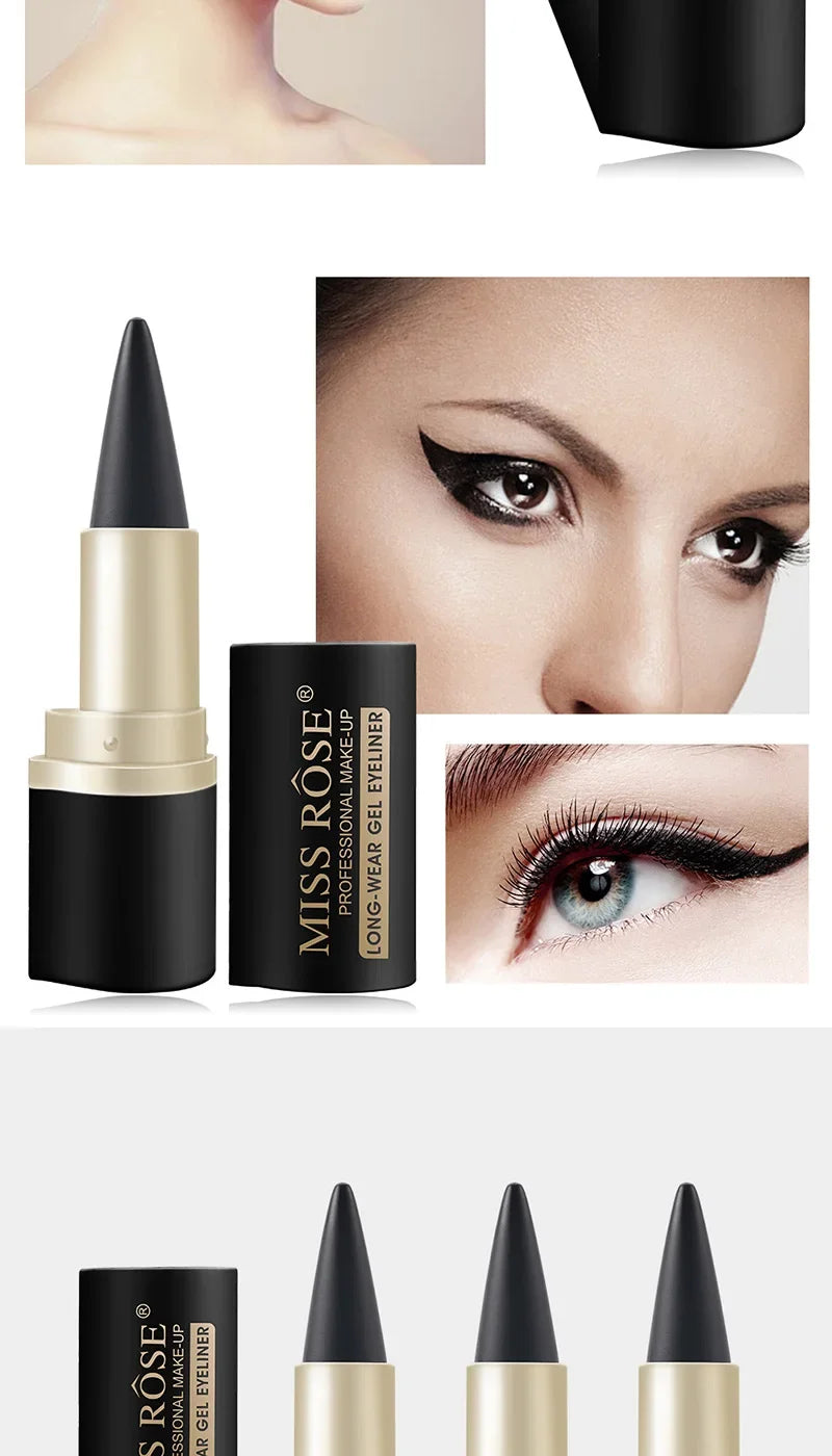 Waterproof Eyeliner Gel Matte - 24H Quick-drying Rich Pigment Single Head Gel Pencil Smudge-proof Long-lasting Black
