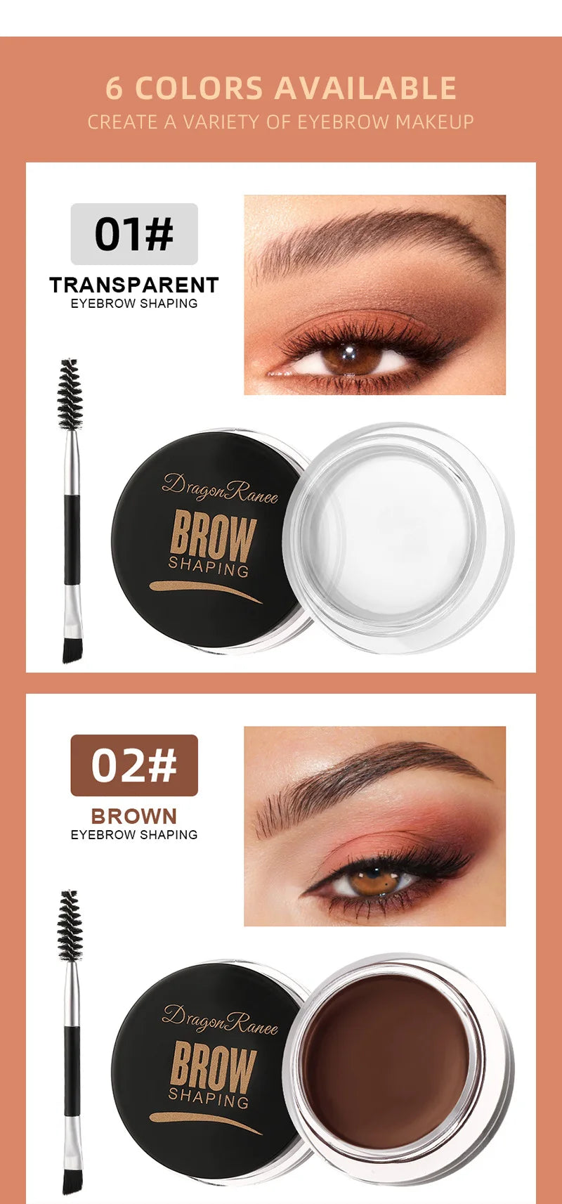 White Bushy Eyebrow Gel - European & American Style, Long-lasting Setting Pomade Soap Wax, Volumizing Sculpting Eyebrow Pen for