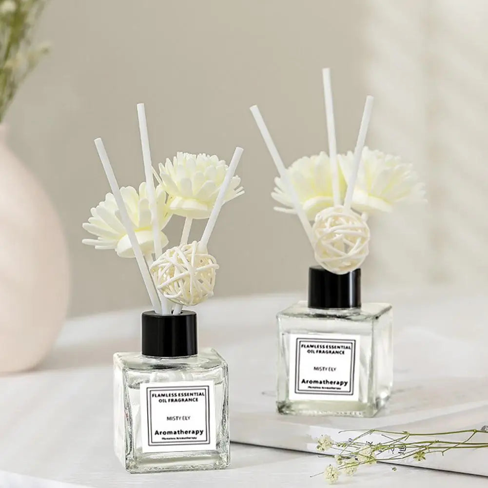 50ml Natural Essential Oil Air Freshener Flameless Home Fragrance Aromatherapy Oil with Reed Diffuser Stick Liquid Air Freshener
