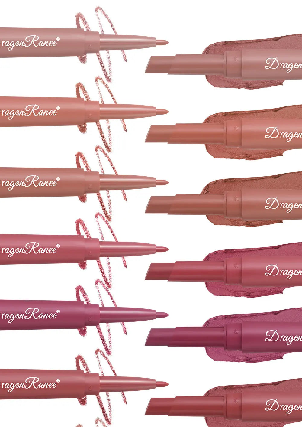 Waterproof Nude Matte Lip Liner Pencil Double Ended Matte Lipstick Lasting Moisturizing Rose Red Lipstick 2 in 1 Lipliner Makeup