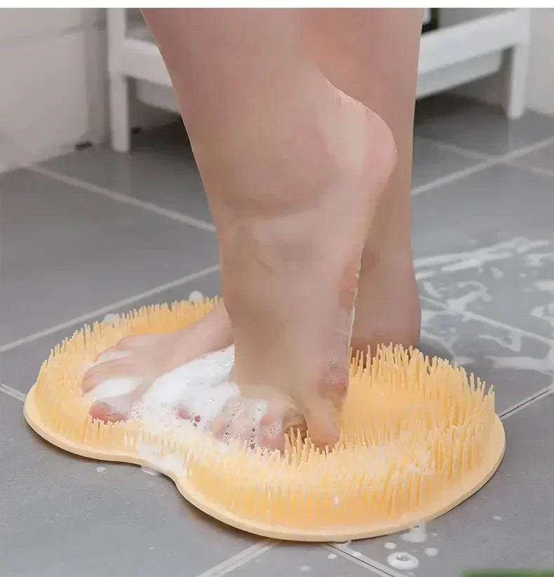 Silicone Rub Back Brush Bathroom Non-slip Wash Foot Pad Massage Shower Mat with Sucker Bath Massage Foot Exfoliating Brush Pad
