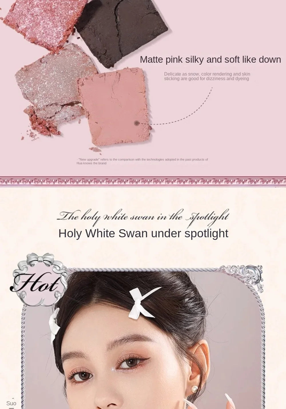Flower Knows Black Swan Ballet Eyeshadow Palette Matte Fine Shimmer Pearl Face Palette 6 Colour Glitter Eye Shadow