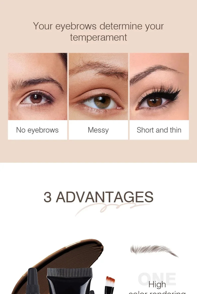 Professional Eyebrow Enhancers Cream Women Natural Liquid Dyeing Eyebrow Set Brow Tattoo Pigments Lasting Waterproof Eyebrow Gel