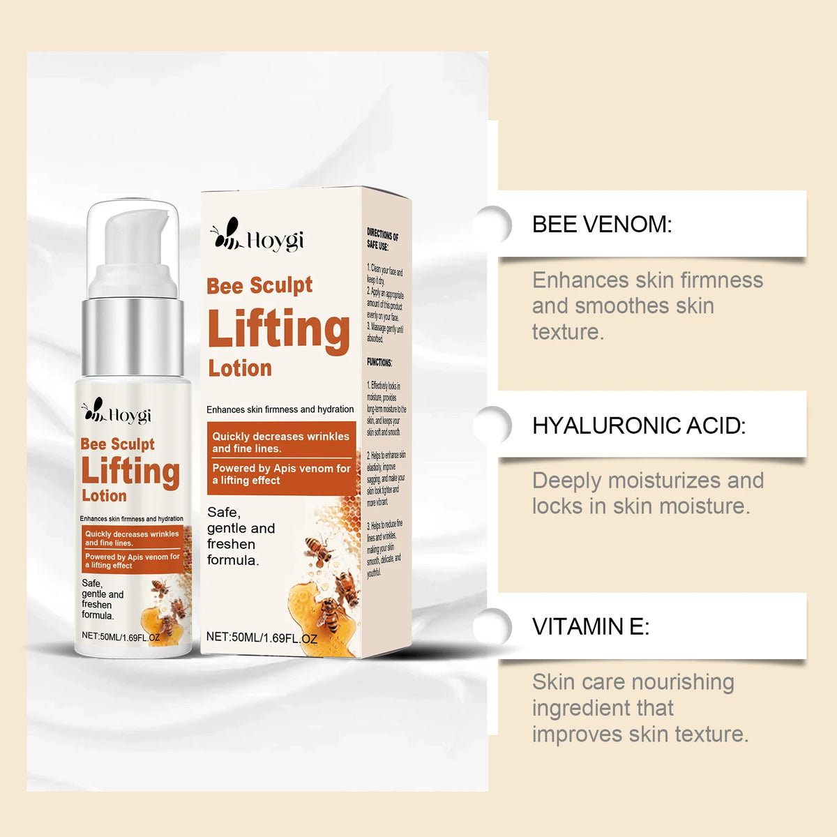 Bee Venom Face Cream Firming & Moisturizing Anti-Wrinkle Day Night Cream Tightening Nourishing Brightening Facial Skin Care 50ml