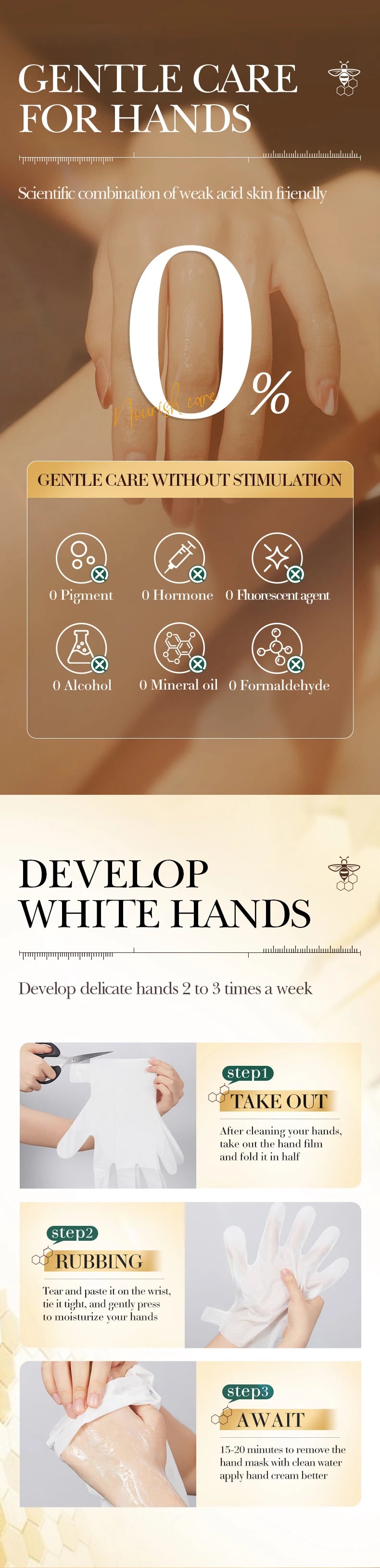 Vitamin E Hand Mask Manuka Honey Nourishing Hydrating Hand Care Film Long-Lasting Moisturizing Soft Smooth Hand Skincare