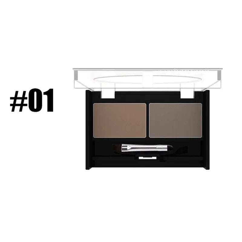 Professional Brand Eyeshadow Makeup 2 Color Waterproof Eyebrow Powder Eye Shadow Eye Brow Palette + Brush Eyebrow Enhancer