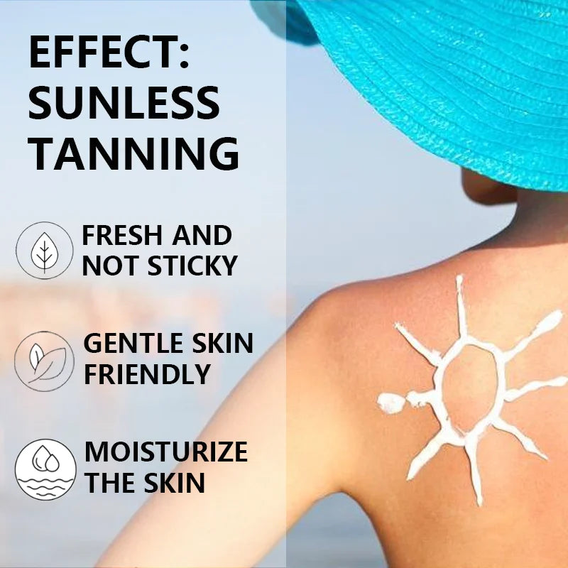 Black Brown Tanning Lotion, Waterproof, Long-Lasting, Moisturizing Self-Tanner, Contains Jojoba Oil Alcohol-Free, Suitable for All Skin Types, No Sunlight Exposure Needed.