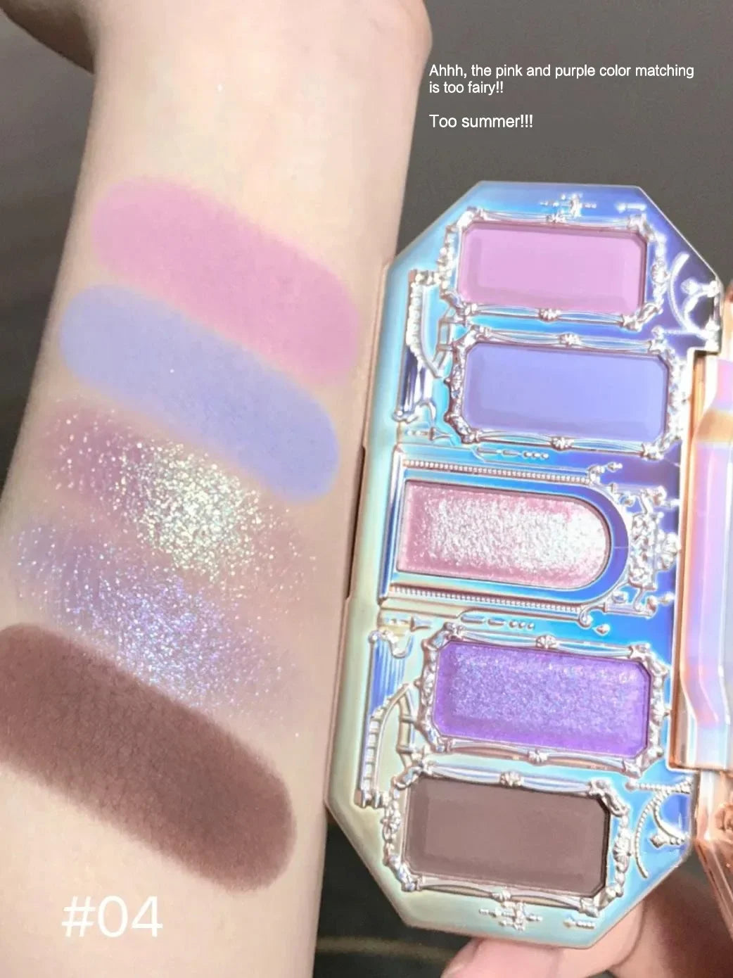 Flower Knows Black Swan Ballet Eyeshadow Palette Matte Fine Shimmer Pearl Face Palette 6 Colour Glitter Eye Shadow