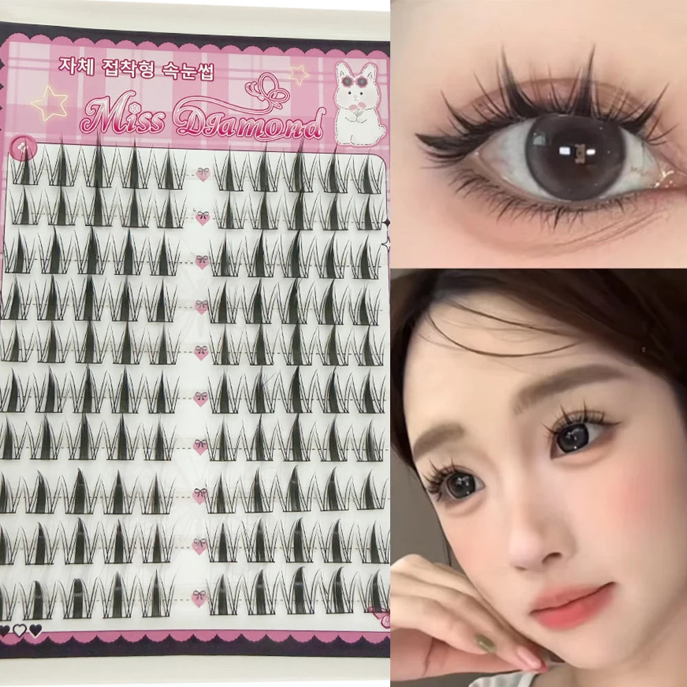 Gege Bear No-Glue False Eyelashes - Easy 3-Step Application, Natural Look, Perfect for Beginners with Sunflower Desig