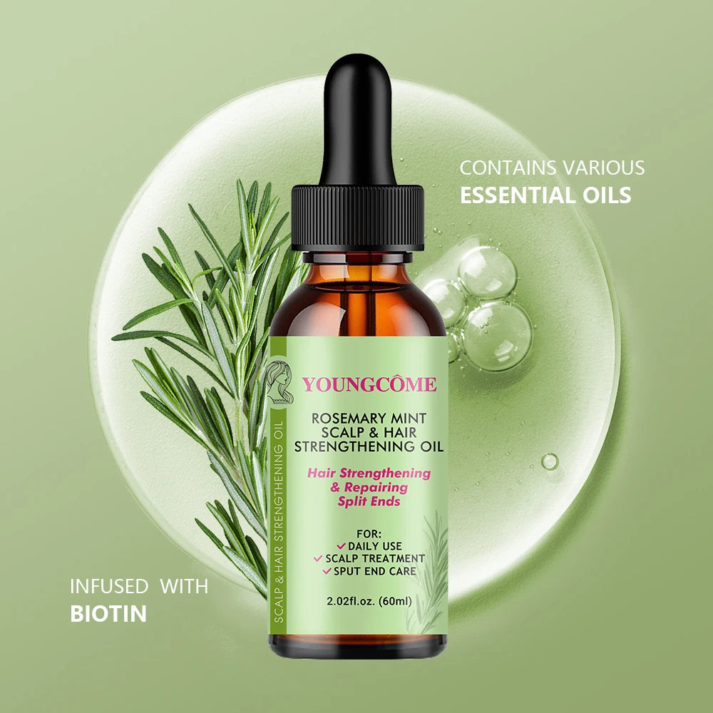 Hair Care Essential Oil Rosemary Mint Hair Strengthening Oil Nourishing Treatment for Split Ends and Dry Organics Hair Care
