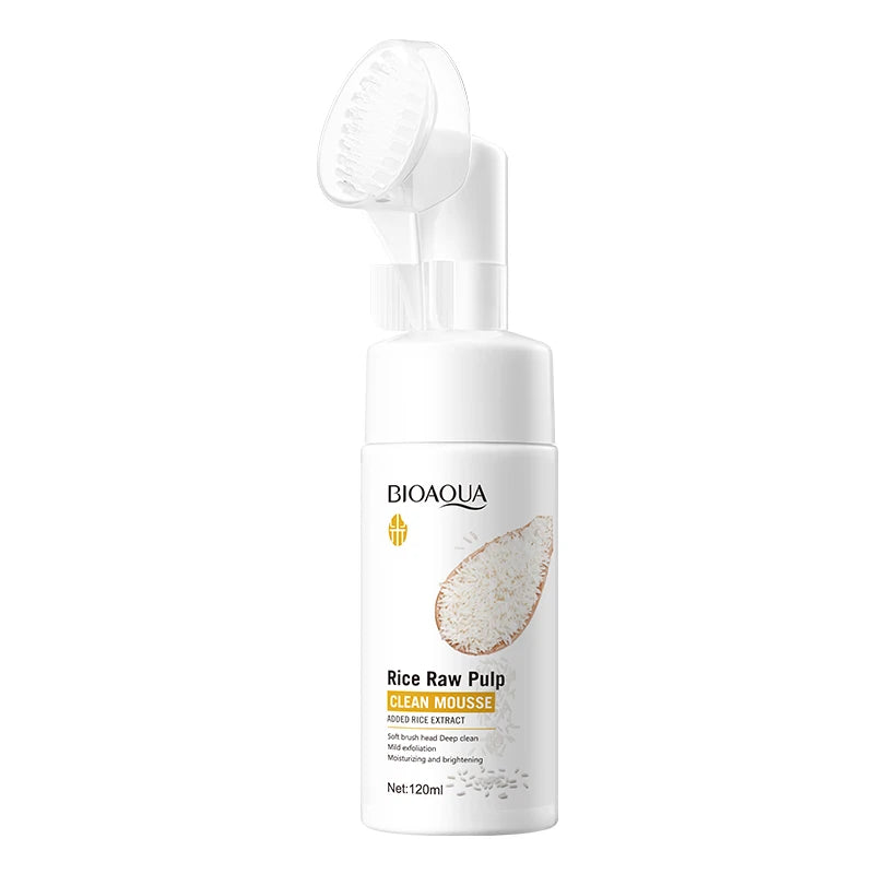 120ml BIOAOUA rice puree cleansing mousse, mild moisturizing, oil-controlling, pore-cleansing, exfoliating facial cleanser