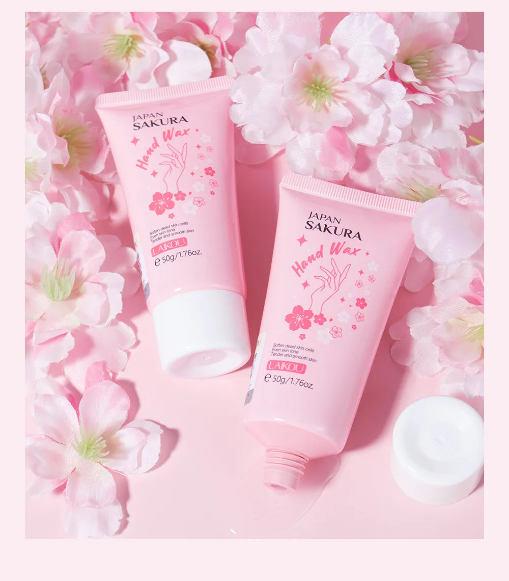 LAIKOU Sakura Hand Wax Moisturizing Hands Exfoliating Calluses Anti-Aging Hand Exfoliator Scrub Hands Peeling Masks Skin Care