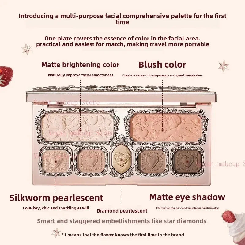 Flower Knows Moonlight Mermaid Eyeshadow Delicate Matte Glow Shimmer Chameleon Waterproof 5 Color Glitter Eye Shadow Palette