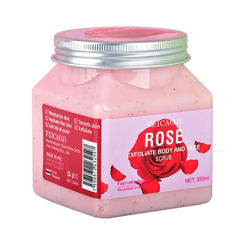 350ml Big Bottle Body Skin Scrub Deep Cleansing Face Exfoliating Hydrating Scrub Fruit Scented Mud Exfoliating Gel Body Lotion