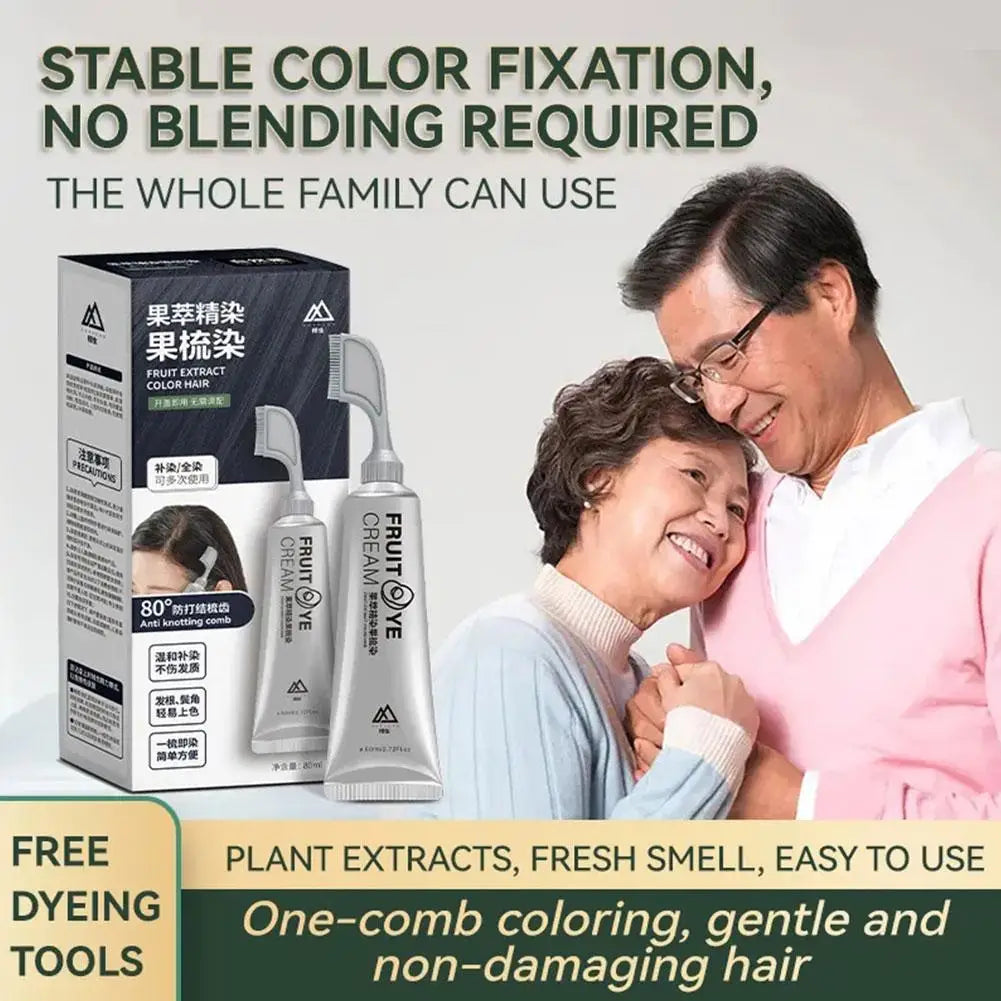 Fruit Hair Dye Cream Plant Extract Hair Dye Essence with Comb Hair Dye Shampoo Botanical Bubble Hair Dye Hair Color Non-Damaging