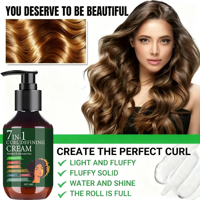7 IN 1 Curl Defining Cream 1+1 Pack 100g with Biotin Keratin Collagen Vitamin C Moisturizing Anti Frizz Hair Styling Cheap Deal